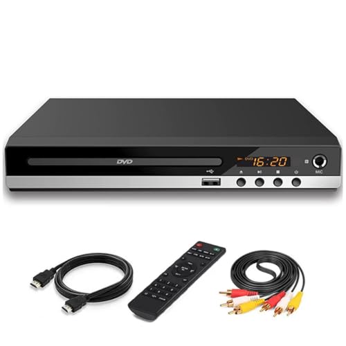 Nicoone DVD Player HDMI for TV,Mini 1080P VCD/CD Player with HDMI/AV Output,Support (1080p Upscaling) Full HD, with HDMI & AV Cable, with Remote Controller, for Home Stereo System