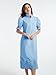 D-Sun Womens Fall Casual Shirt Dress Button Down Short Sleeve Midi Dress Flower Embroidery Slit Fashion Dresses