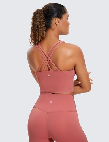 Image of CRZ YOGA Womens Butterluxe Strappy Longline Sports Bra - Padded Criss Cross Yoga Workout Crop Tank Tops