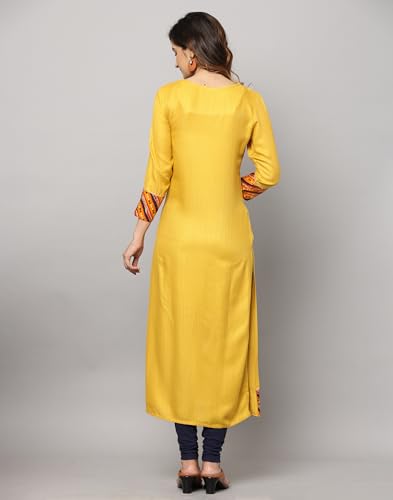 Image of Round Neck Front Yoke Lace Attached Straight Cut Kurta