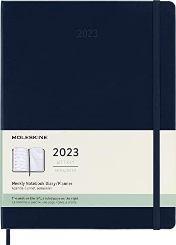 Moleskine Weekly Planner 2023, 12-Month Weekly Diary, Weekly Planner and Notebook, Soft Cover, XL Size 19 x 25 cm, Colour Black