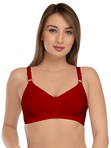 Image of DAISY DEE Women's Cotton Brassiere Non-Padded Wirefree Seamed Full Coverage Comfort-fit Cut and Sew, with Broader Band Regular /Dress /Saree Bra - NSHPU