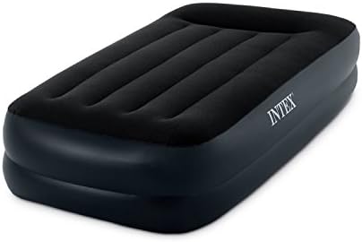 Intex Pillow Rest Raised Airbed with Built-in Pillow and Electric Pump, Twin, Bed Height 16.5"