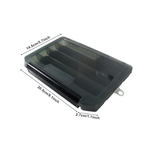 Fishing Tackle Box, Fishing Tackle Tray Box Tackle Organizer with Removable Dividers for Outdoor Fishing, Grey - Image 2