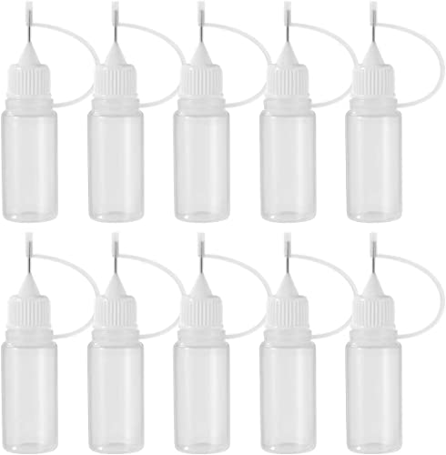 Bouteille d'aiguille en plastique, 10 x 20 ml bouteille de précision pour quilling colle lubrifiant peinture et encre à l'alcool