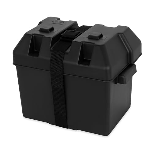 Image of Camco Heavy Duty Battery Box with Straps and Hardware - Group 24 |Safely Stores RV, Automotive, and Marine Batteries |Durable Anti-Corrosion Material | Measures 7-1 /4 inch x 10-3 /4 inch x 8 inch | (55362)