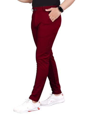 Image of Men's Everyday Wear Trousers | Regular Fit Solid Pants with Button | Smart and Comfortable Bottomwear (Pack of 1)