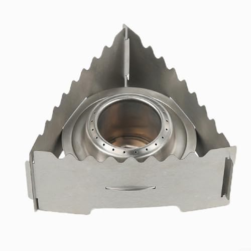 Estufa portátil de acero inoxidable, para acampar con soporte deflector de viento, quemador de cocina compacto al aire libre, para senderismo, picnic, mochilero, equipo eficiente de fuente de calor
