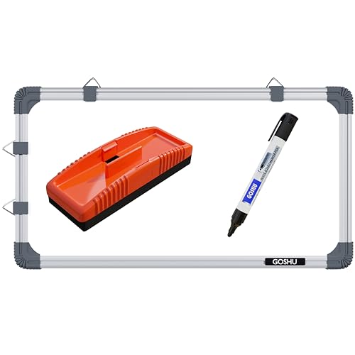 Image of GOSHU Non Magnetic 1 feet x2 feet Double Sided White Board and Chalk Board Both Side Writing Boards, One Side White & Reverse Side Green Surface (1x2 feet with Whiteboard Marker & Duster)