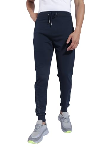 Image of Force NXT Men's Super Combed Cotton Rich French Terry Fabric Solid Joggers | Active Joggers for Men | Comfortable Waistband with Zipper Pocket for Daily Workout