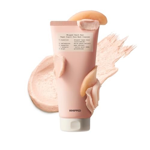 Image of Whipped Korean Skincare Face Wash, Doubles as a Face Mask, Peach Pear, Hydrating Vegan Facial Cleanser, Gentle Exfoliating Care with Micro Powder, Lactic Acid (AHA), Niacinamide, Hyaluronic Acid