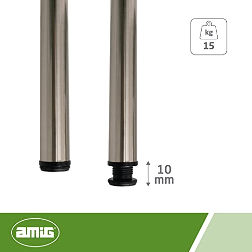 Pied de table robuste en acier Amig 870x60mm chrome mat - 5