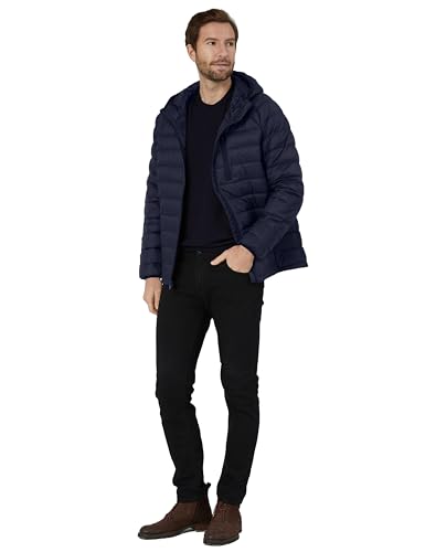 wantdo Men's Light Down Jacket Lightweight Bubble Coat for Travel (Navy, Medium)