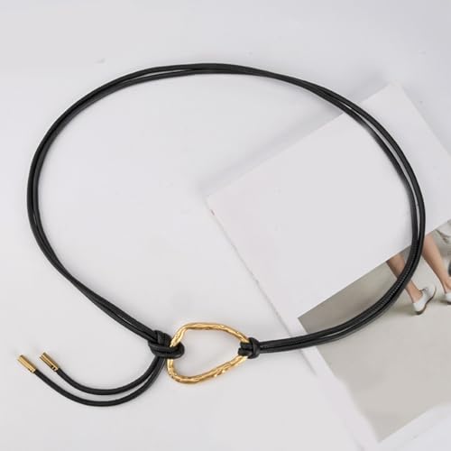 Elegant Belt for Retro Dress Lover Traditional Simple Golden Buckle Waist Cincher Graceful Tie Waist Belt Corset3