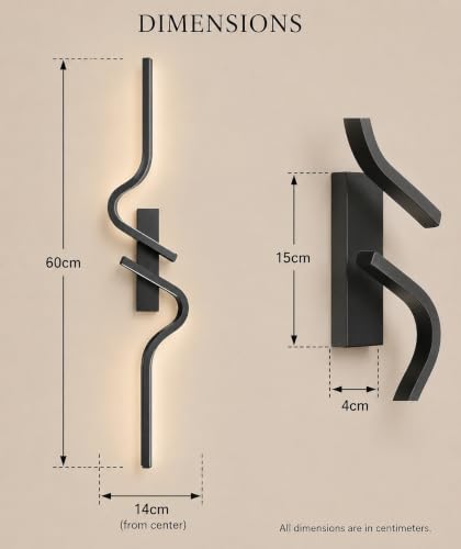 Image of FILLISKA Led Wall Highlighter Light, 3-in-1 Colour Changing, Luxurious Wall Decor (18 Watt MattBlack Wave-626)