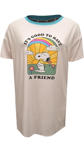 MJC Womens Peanuts Snoopy and Woodstock Rainbow Friends Nightshirt (Medium)