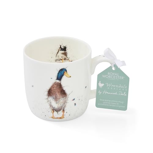 Portmeirion Home & Gifts Wrendale Designs by Royal Worcester Duck Guard Mug, Bone China, Multi-Colour MMKC5629-XSM, 11 fluid ounces