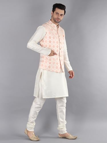 Image of Uri and MacKenzie Men's Silk Blend Kurta Pajama with Designer Ethnic Nehru Jacket /Modi Jacket