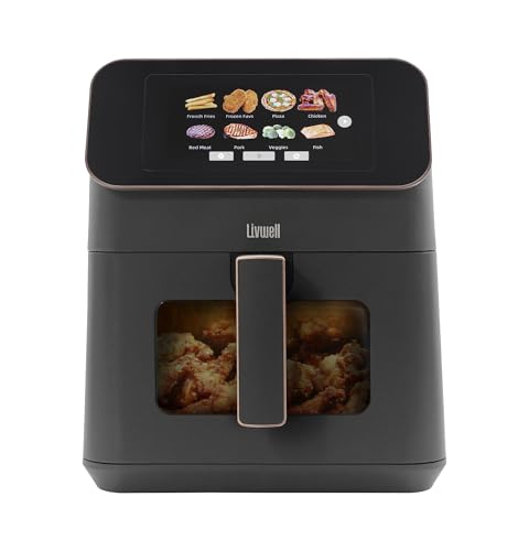 Image of Livwell Touch IQ Matte Grey 7 Quart Air Fryer with High-Resolution Touch Screen, 200+ Recipes, 12 Food Categories, 3 Portion Sizes, PFAS-Free, and Multilingual for Cooking and Kitchen Gift