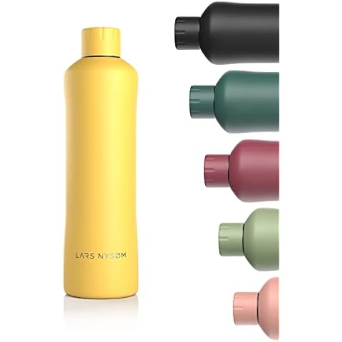 LARS NYSØM Water Bottle Stainless Steel 34oz | 1000m BPA Free Insulated Flask | Leak Proof Drinking Bottle for Sports, Bike, Dog, Baby, Kids | Thermos Bottle Cover