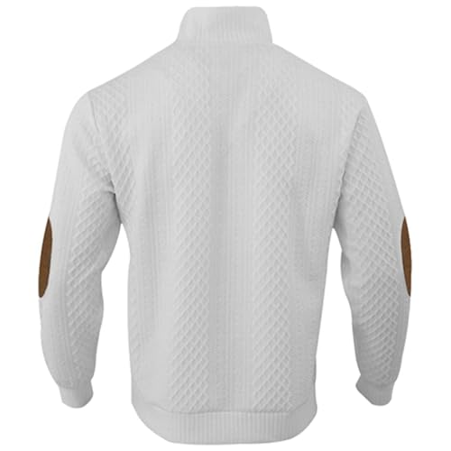 Whitecloths Life Clothing Men Sweater, Men's Vintage Knit Print Zip-Up Sweatshirt, Men's Casual Retro Print Stand Collar Button Sweatshirt(Khaki,XXX-Large)2