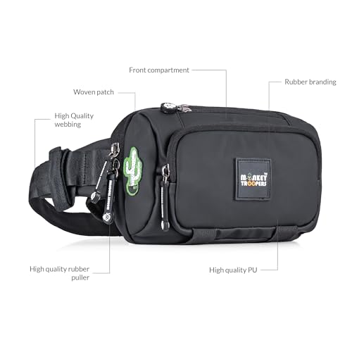 Image of MONKEY TROOPERS Spee Fanny Pack Men & Women, 3L | Black Chest Bag | Lightweight, Water Resistant, Mounts on Bike Tank, Handle, Touch-Sensitive Mobile Pocket, Key Hook, Quick Pockets Waist Bag