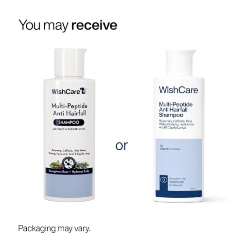 Image of WishCare Multi Peptide Anti Hairfall Shampoo, Peptides & Rosemary, 120ml | Controls Hairfall & Promotes Hair Growth, Paraben & Sulphate Free Shampoo For Women & Men, Shampoo For Frizzy & Dry Hair