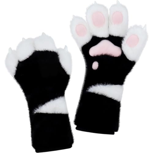 Cute Furry Plush Gloves Halloween Cosplay Full Finger Gloves Furry Animal Claws Long Claw Role Playing Party Props