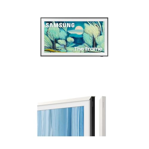 Image of Samsung 50-Inch Class The Frame LS03F 4K QLED Smart TV (2025 Model) 50 inch The Frame Customizable Bezel (2026 Model), Magnetic, Easy Installation, VG-SCFH50WTBZA, Modern White