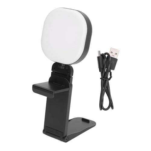 LED Clip On Fill Light, Ring Light Ring Light with Stand ABS 5 Lighting Mode Foldable Mini Selfie Video Conference Light Ring Light for Desk for Computer Laptop Live Streaming