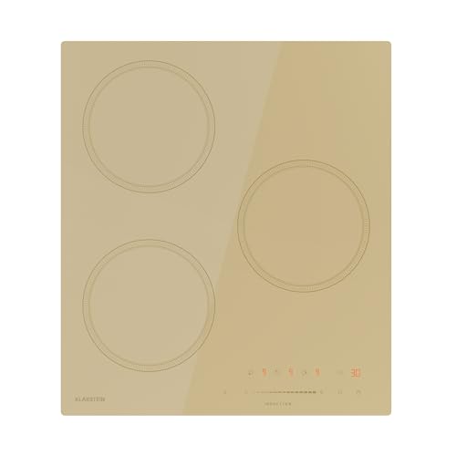 Klarstein Victoria - Piano Cottura A Induzione, 3 Zone, 6600W Con Booster, Cursore Touch, Timer & Blocco Per Bambini, Vetroceramica Beige, Design Compatto 45 cm