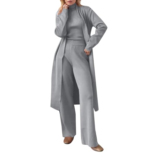 uhnmki Trendy Women's Trousers Suit Fashionable Tracksuit Set Comfortable Knitted Pant Outfit for Stylish Ladies