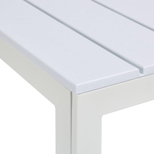 Table de jardin résistante aux intempéries en acier blanc Relaxdays - 6