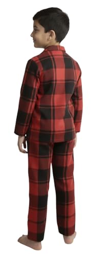 Image of Under Fourteen Boys Cotton Night Suit Set | Soft Breathable 2Pcs Sleepwear /Nightwear /Sleepsuit /Loungewear Co-Ord | Checks Top & Pyjama | Elastic Waist & Pockets | Multicolor Pajama Party & Gifting Set