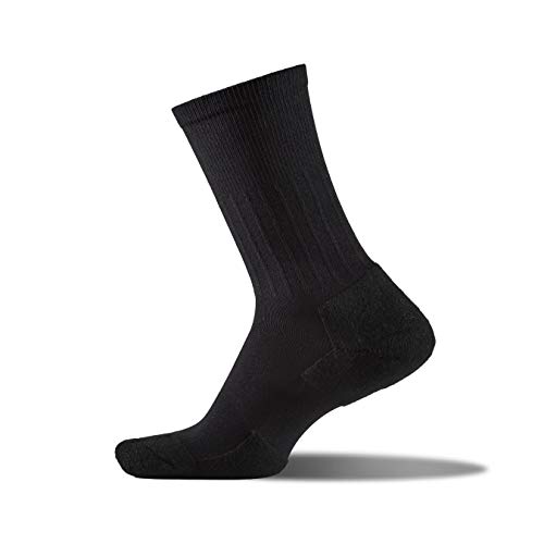 Thorlos Experia XDXM Thin Cushion Dress Crew Socks, Black, Large