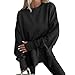 Kenhansion Women Crewneck Oversized Sweatshirts Long Sleeve Thumb Hole Fleece Pullover Sweater Fall Side Slit Hoodies Shirts (Black,X-Large)