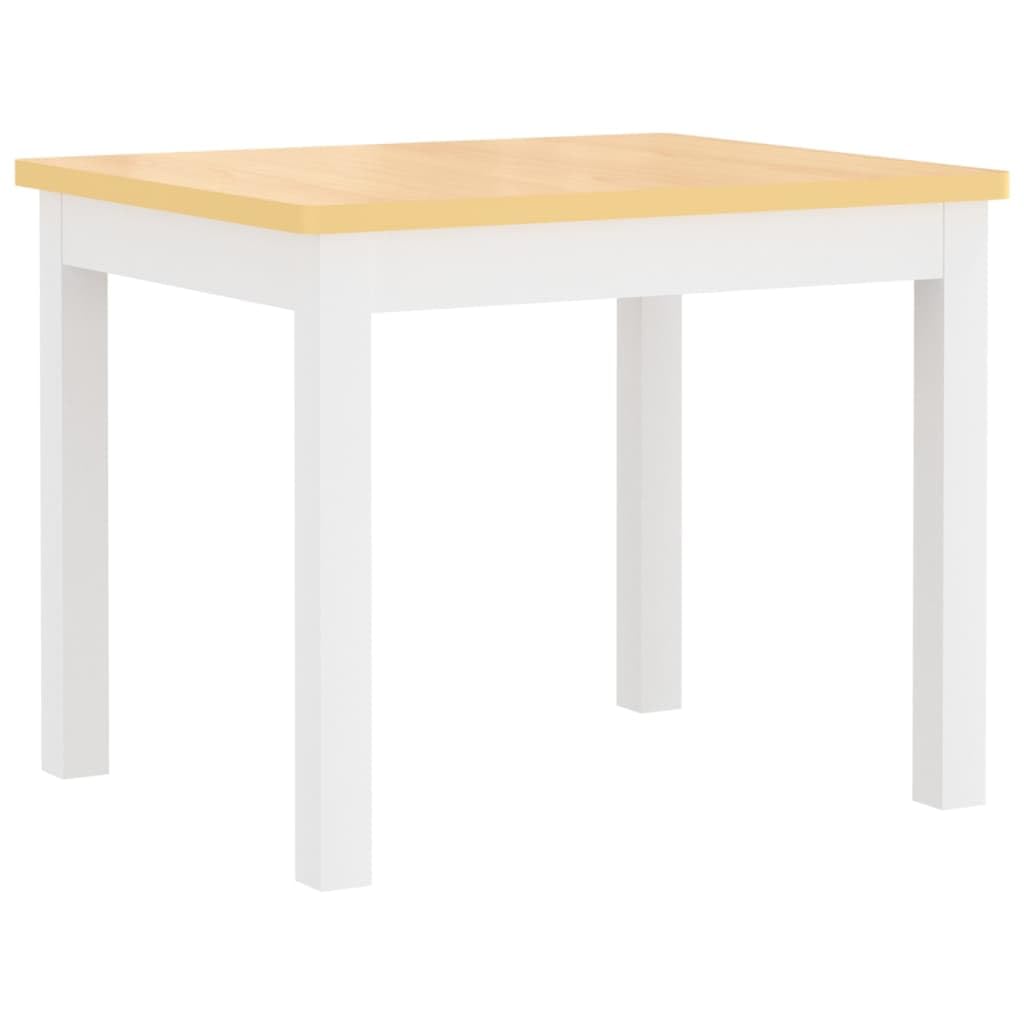 3-teilig Kinder-Sitzgruppe Weiß Beige aus MDF Tisch 60 x 50 x 48 cm mit 2 Stühlen 25 x 25 x 55 cm für Kindergarten Schule zum Malen Basteln Spielen