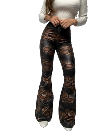 Willow Boutique High Rise Womens Jeans Flare | Stretchy Bootcut Jeans for Women | Flare Pants for Women - Snakeprint