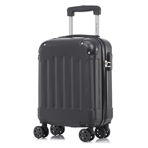 yonsly Koffer Suitcase S Schwarz, Trolley Reisekoffer, Rollkoffer Handgepäck mit 4 Rollen 360°, Hartschalenreisekoffer, Zahlenschloss, Weicher Gummigriff