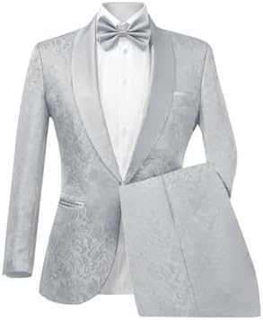 Wangyue Men Floral Suit Slim Fit 2 Piece Suits Printed Summer Party Wedding Jacquard Tuxedo Blazer Pants Suit Set Autumn