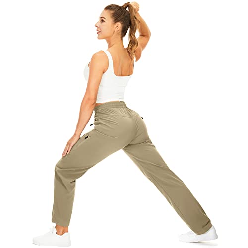 Women's Hiking Pants Quick Dry Upf 50 Travel Golf Pants Lightweight Camping Work Cargo Pants Zipper Pockets,6608,Khaki,M #TOP7