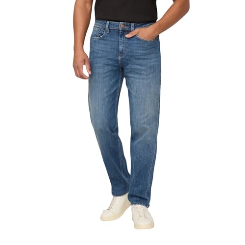 DUER Men's Performance Denim+ Relaxed Straight Jean, Dust Storm Indigo (34W x 34L)