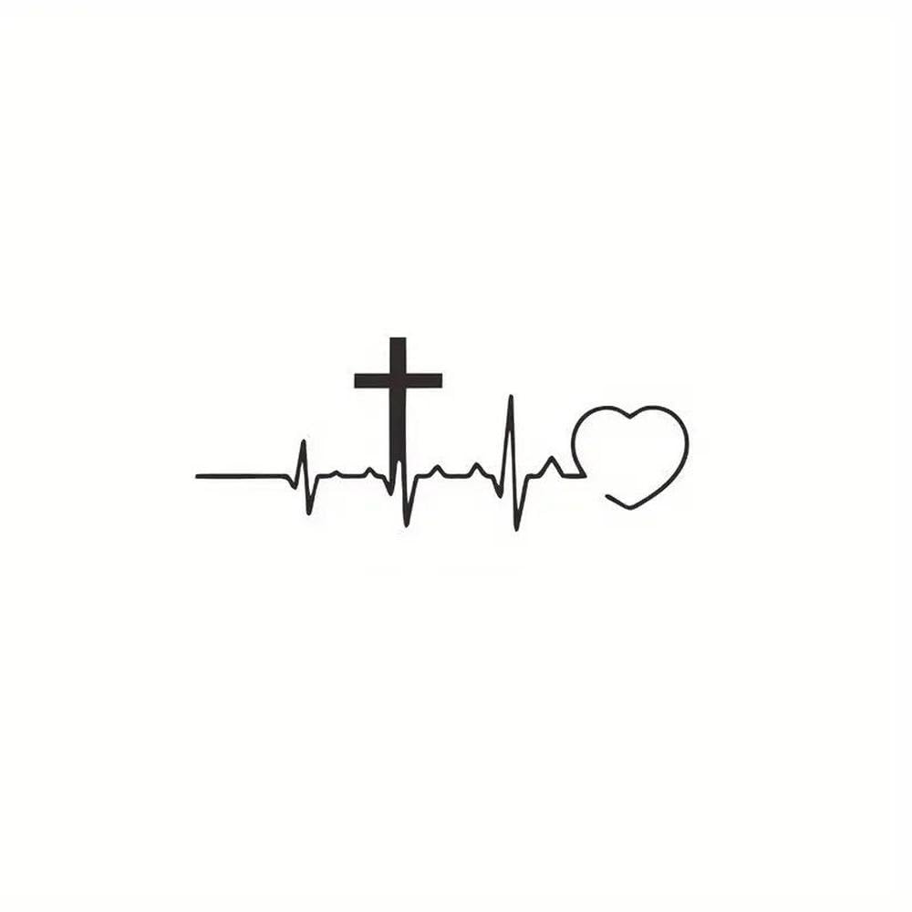 Cross Heartbeat Decal Vinyl Sticker Auto Car Truck Wall Laptop