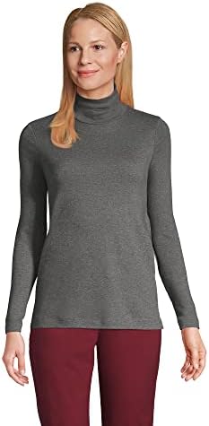 Lands' End Women s Shaped Supima Turtleneck Charcoal Heather Tall Medium