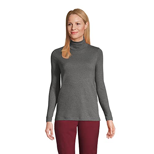 Lands' End Women S Shaped Supima Turtleneck Charcoal Heather Tall Medium #TOP14
