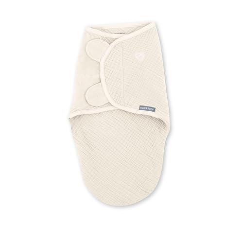 Image of SwaddleMe by Ingenuity Muslin Original Swaddle, 100% Cotton, Size Small /Medium, for Ages 0-3 Months, 7-14 Pounds, Up to 26 Inches Long, 1.5 TOG - Cream