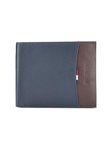 Tommy Hilfiger Mudcreek Leather Global Coin Wallet for Men - Brown & Tan, 4 Card Slots
