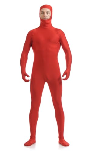 Image of ATHX Men's and Women's Spandex Open Face Bodysuit Costume Adult Stretchy Halloween Cosplay Body Suit Zentai Suit Outfits