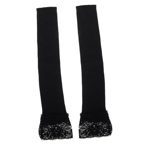 FRCOLOR Mid-length Lace Arm Sleeves Women's Knitted Lace Gloves Fingerless Gloves Arm Warmers Soft Polyester Spring-fall Warmth
