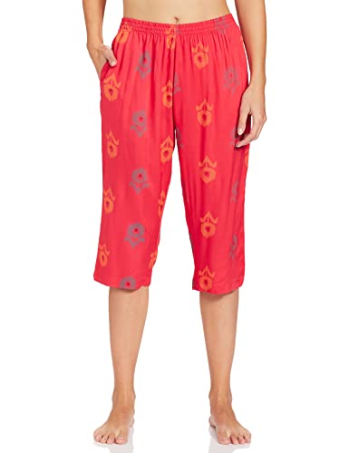 Image of Longies Women's Rayon Capri Nigh Suit Regular Set (LGRCSSYV001 Red023 XL)